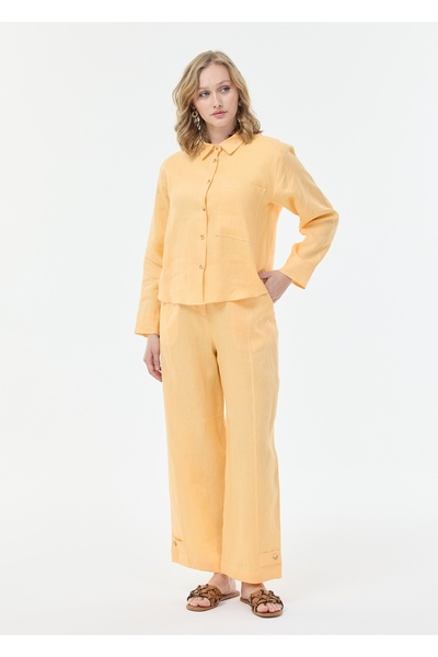 Armağan بنطلون كتان بأرجل مفصلة