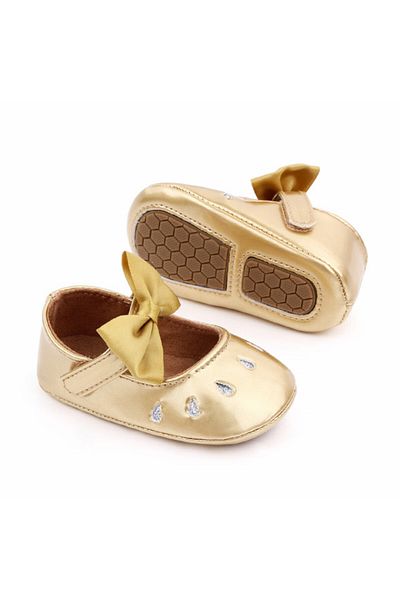 Superbaby Pantofiori aurii din lac cu puncte argintii