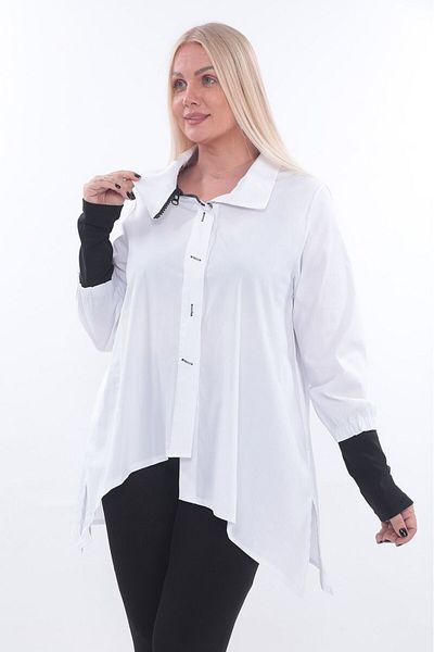 lovedrobe Women's Large Size White Tunic Shirt Blouse 23544-White - 48