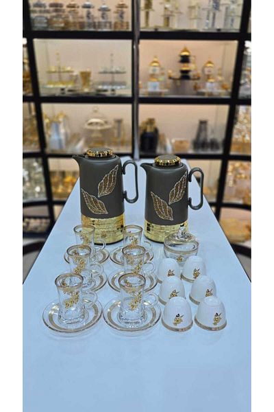 D&H 22-Piece Tea & Coffee Set – 2 Thermos Flasks, Cups, Tray, Sugar Bowl – Perfect for Serving