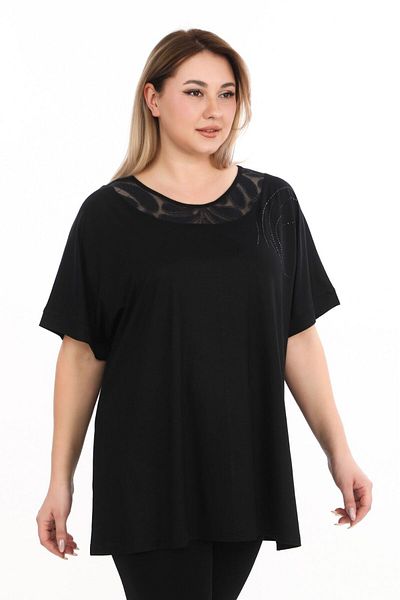 lovedrobe Women's Large Size Tunic Blouse Tunic 703-Black - 54