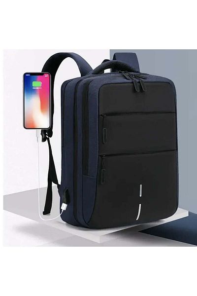 PUFO Rucsac premium pentru laptop cu compartimente, 45 x 32 cm, albastru