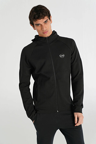 hummel 921257-2001 HMLINTER ZIP HOODIE Siyah Erkek Regular Fit Kapüşonlu Fermuarlı Hırka