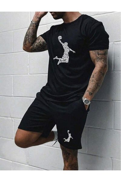 khufu Oversize Crew Neck Bottom Top T-Shirt Shorts Basketball Printed Double Suit Unisex