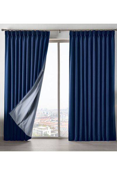 MebelPort Curtain Dauble Blackout Blackout Curtain Single Wing 1X2 American Pleated Background Curtain