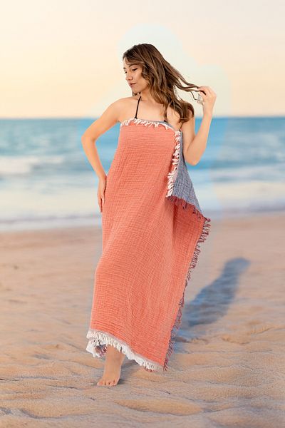 Dotamess Muslin Beach Towel/Peshtemal/Bath/Sauna/Turkish Bath Towel 100% Cotton Muslin 4 Layers 100X180 King Size