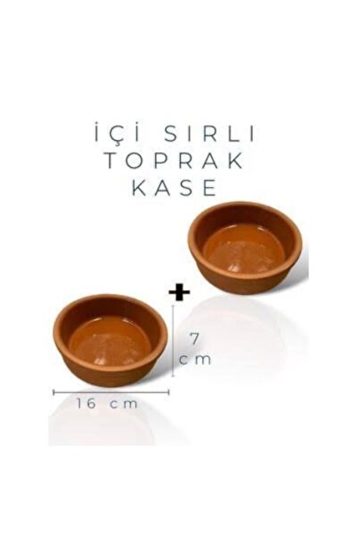 abnturk 2’Li Yuvarlak İç Yüzeyi Parlak Sırlı Toprak Kase Güveç 16x7cm Fırın K...