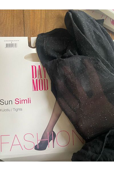 DAYMOD ÇORAP Дамски чорапогащник Sun с блясък, черно-сребрист