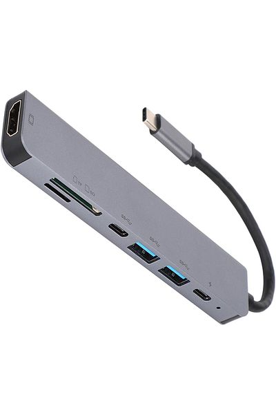 Generic 7-in-1 Multiport USB-C Hub Adapter – Type-C to 3x USB 3.0, SD/TF Card Reader, HDMI, PD Charging Port