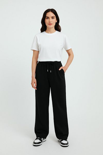 OXVİN Women's Baggy Wide Cut, Sports Sweatpants Style Oversize Loose Wide Leg Pants (Pike Fabric)