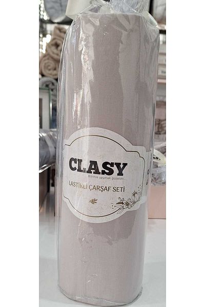 Clasy Beige Minel Single Elastic Sheet - 100X200