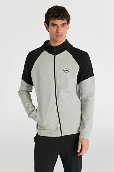hummel 921257-2393 HMLINTER ZIP HOODIE Gri-Siyah Erkek Regular Fit Kapüşonlu ...
