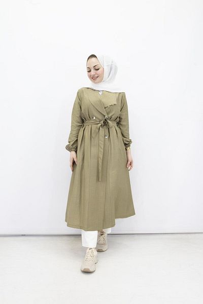 feray kaya Ezel Strawberry Fabric Trench Coat