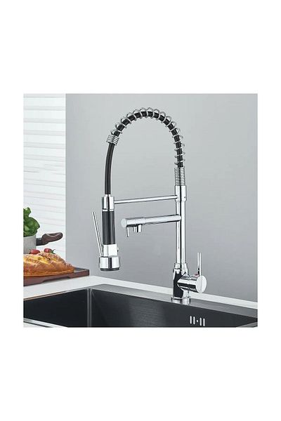 İyem Spiral Double Headed Industrial Lux Kitchen Faucet Sink Mixer (Tr. High Quality)
