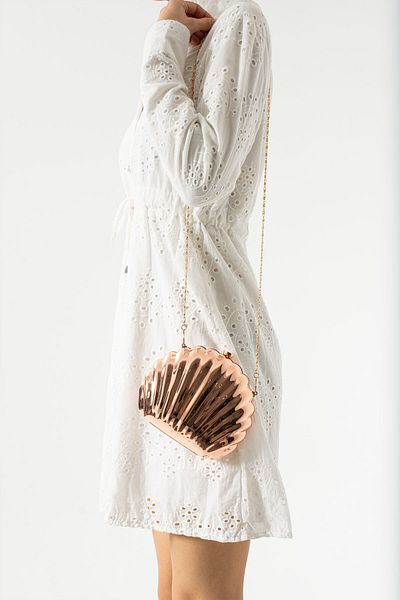 Çanta Trend Rochie de seară model Rose Metal Oyster Seashell pentru femei și geantă portofoliu cu lanț pentru ocazii speciale