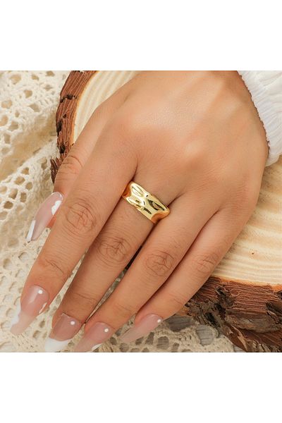 SIC MODA Adjustable Titanium Retro Gold Ring 5110