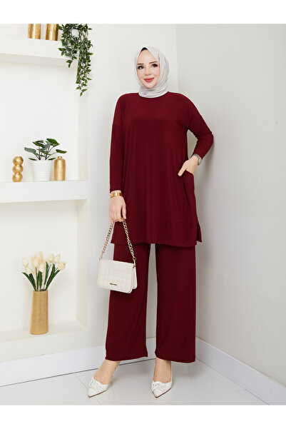 TOKARİS TEKSTİL بدلة ساندي نسائية بجيب مزدوج من الأسفل إلى الأعلى