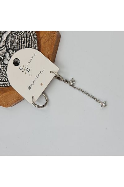 SE Jewellery Collection Selin Ersoy Silver Color Xuping Chain Detailed Asymmetrical Women's Earrings Do Not Tarnish