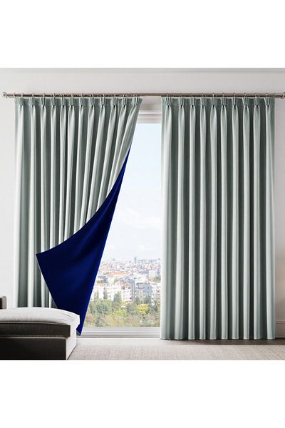 MebelPort Curtain Dauble Blackout Blackout Curtain Single Wing 1X2 American Pleated Background Curtain