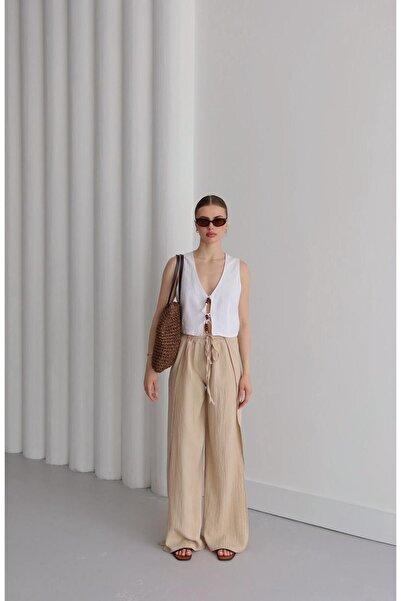 Ekim Store Φαρδύ παντελόνι από ύφασμα φράουλα