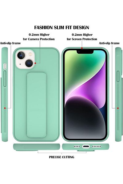 Generic Case Cover For iPhone 14 Pro with Magnetic Stand & Holder, Premium Silicone Hand Strap and Grip