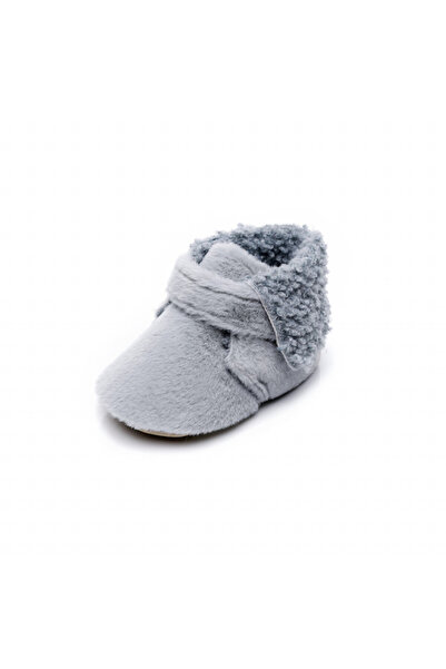 Superbaby Gray fur booties for babies