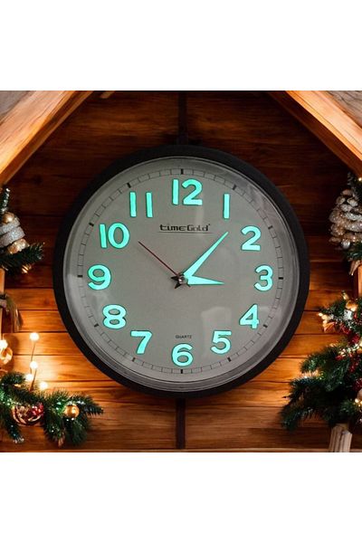 Time Gold Phosphorescent 3D Relief Numeral Mini Small Clock Wall Clock Diameter 22 cm Black