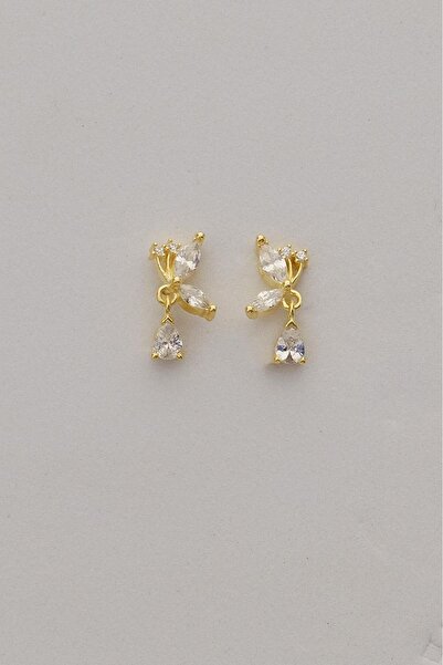 Sümer Telkari Taşlı Kelebek Altın Kaplama Mini Gümüş Küpe 7344