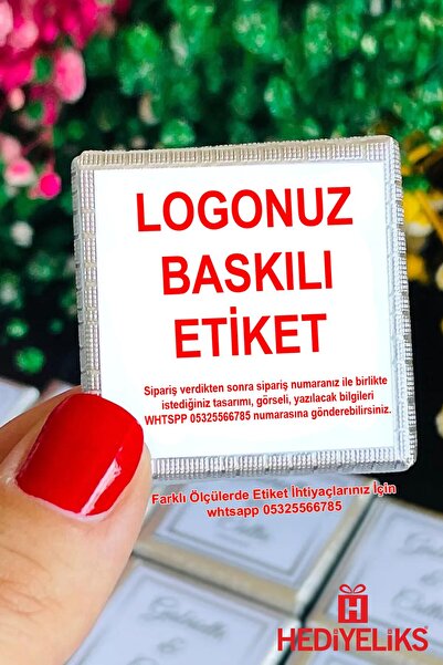 HEDİYELİKS Firma Logo Baskılı Etiket Sticker 35x35mm 30 Adet