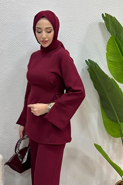 Tesettür Diyarı Γυναικείο Σετ Hijab Παντελόνι Meva Model Crepe Tie