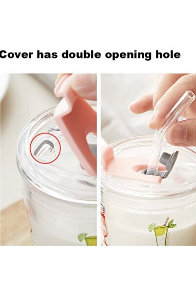 PUFO Cocktails transparent glass coffee mug with lid, 450 ml