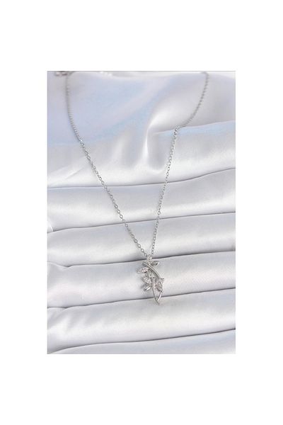 Skygo 316L Steel Silver Color Chain Zircon Stone Dragonfly Model Women's Necklace - Tj-Bko10036