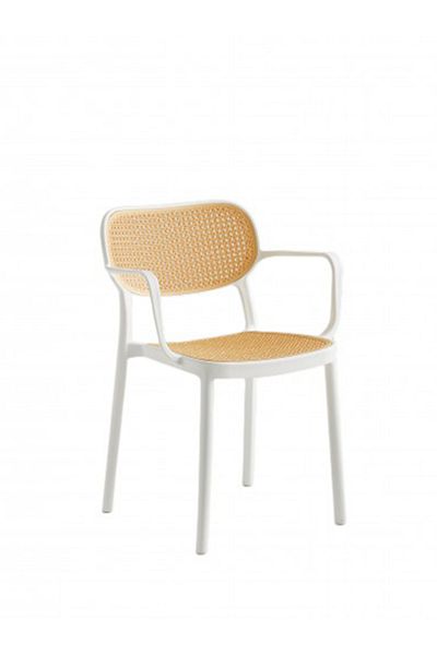 SAHABA Plastic chair with white wooden handle
