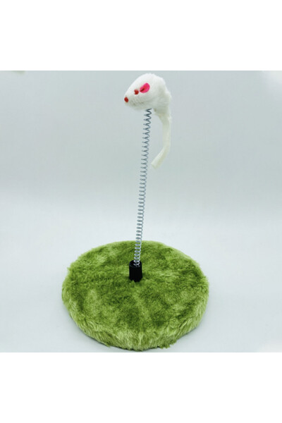 PUFO interactive toy with stand, spring and white mouse for cats, green