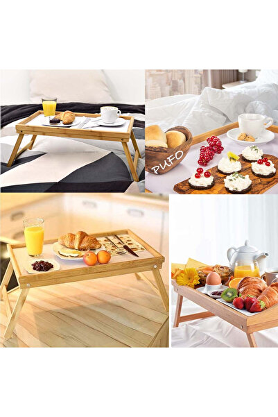 PUFO bamboo breakfast tray for serving in bed with foldable legs, 50 x 30 cm