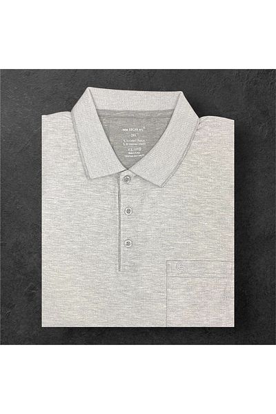 Sadık Collection Ercan Ανδρικό μπλουζάκι με βαμβακερό ζακάρ γιακά μεγάλου μεγέθους με τσέπη 0141