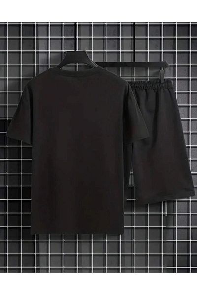 khufu Oversize Crew Neck Bottom Top T-Shirt with Shorts Paris Printed Double Suit Unisex