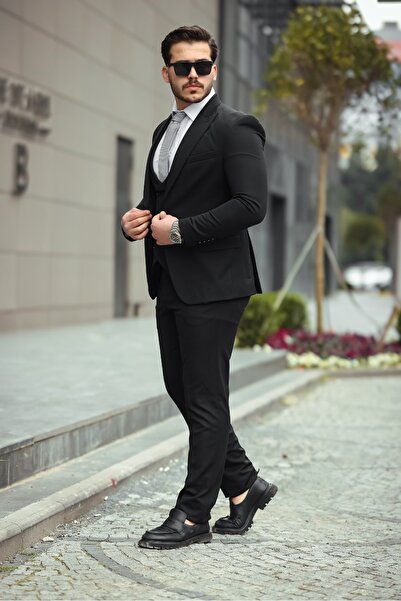 Twenhil DAR KESİM YELEKLİ TAKIM ELBİSE SİYAH