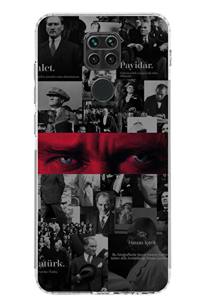 TechTree Redmi Note 9 Uyumlu Atatürk Gözler Tasarım Şeffaf Silikon Kılıf