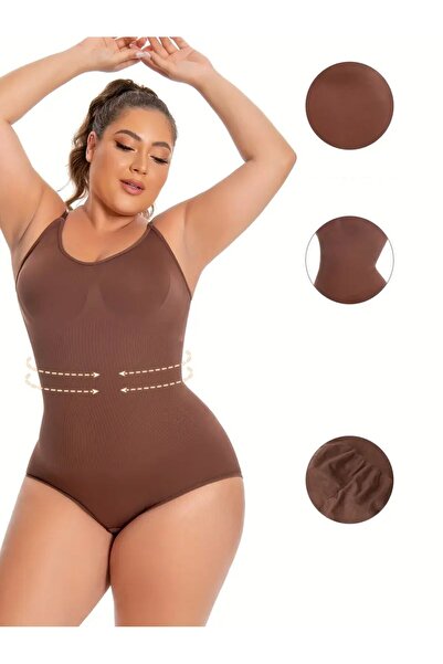 MİSTİRİK Mamey Model Waist Belly and Abdomen Συσφιγκτικό Κορσέ χωρίς ραφή με κουμπωτά Καφέ Χρώμα8