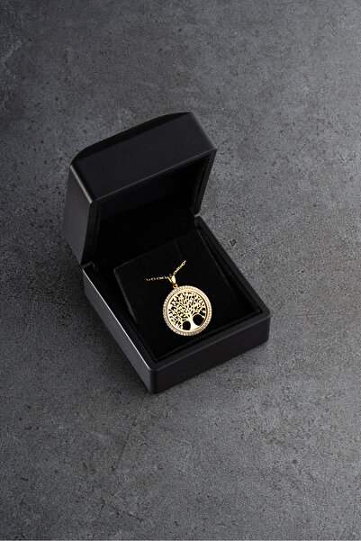 MUİ JEWELRY 925 Ayar Gümüş Işıklı Kutuda Hayat Ağacı Kolye