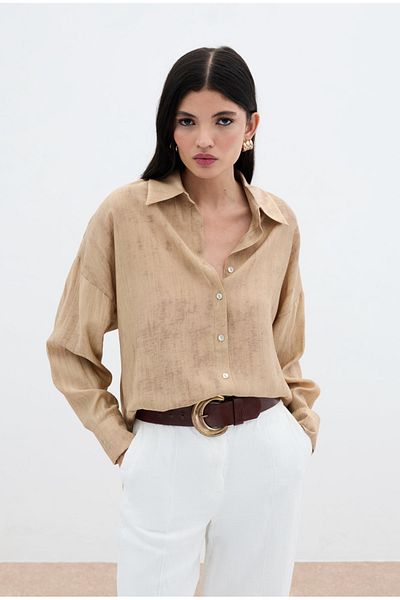 Sateen Patterned Slim Casual Shirt