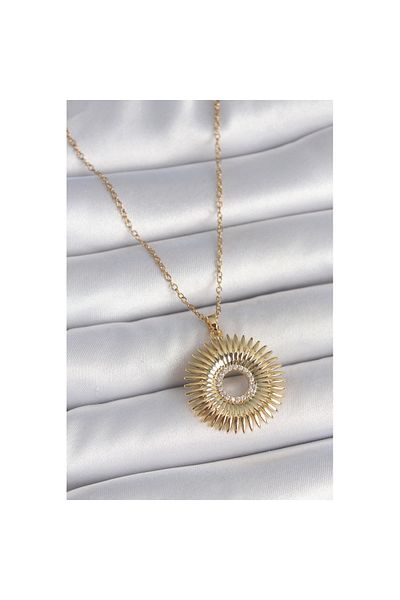 Skygo 316L Steel Gold Color Chain Zircon Stone Nova Star Model Women's Necklace - Tj-Bko10047