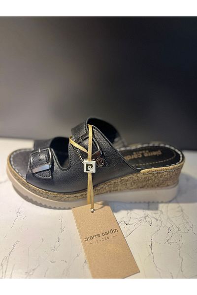 Pierre Cardin @ Pc-54802 Wedge Heel Genuine Leather Slippers