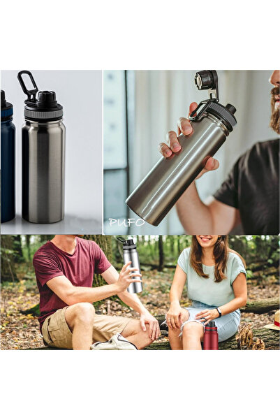 PUFO Camping metal thermos bottle for drinks, isothermal, 500 ml, gray