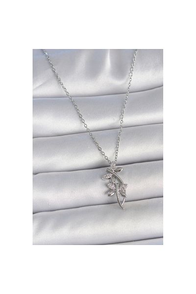 Skygo 316L Steel Silver Color Chain Zircon Stone Dragonfly Model Women's Necklace - Tj-Bko10036