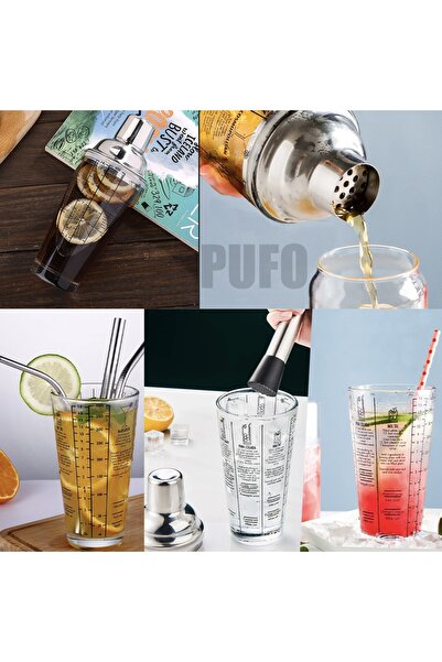 PUFO Cocktail glass shaker with lid for bar and cocktail, 450 ml