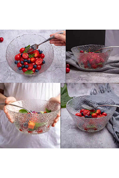 PUFO Elegant Pufo Glassy glass bowl for serving salad, fruit, cookies, 21 x 11 cm
