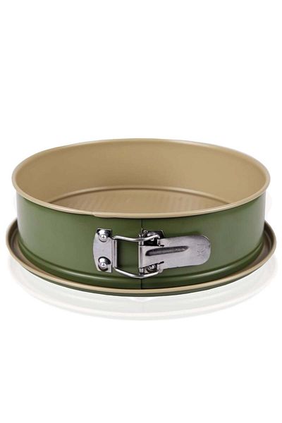 PUFO Tavă rotundă din metal pentru copt, pentru prăjituri, cu bază detașabilă, verde