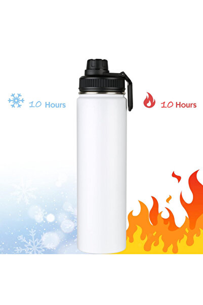 PUFO Camping metal thermos bottle for drinks, isothermal, 500 ml, white